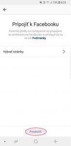Instagram - prepojenie s Facebookom - screen